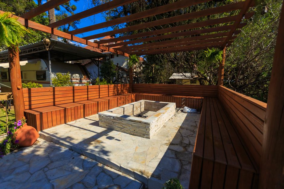 Fire pit under the pergola, Highland